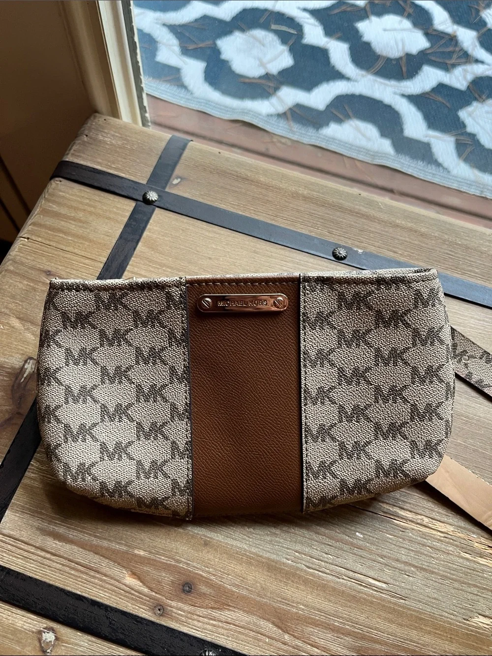 Michael Kors Beige and Brown Logo Crossbody Belt Bag
